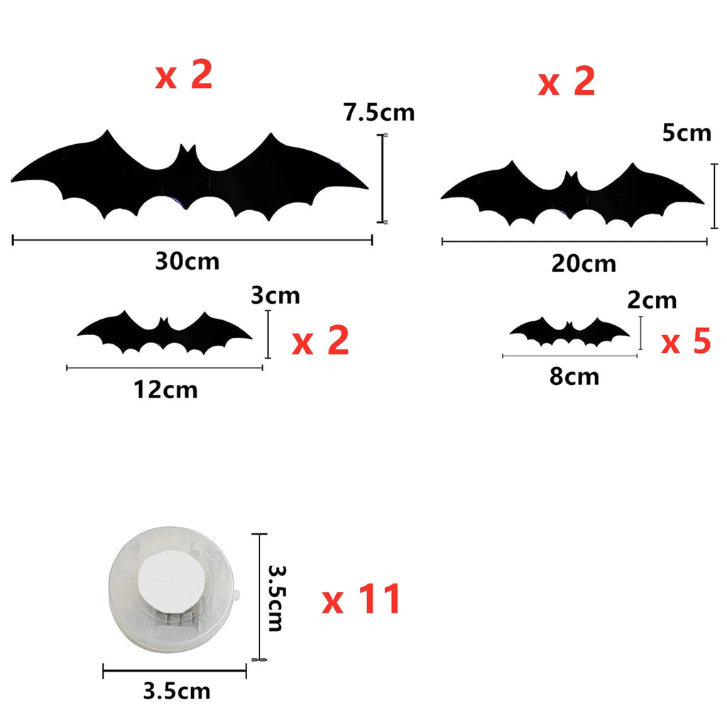 Halloween LED Bats Light Wall Decor,Realistic PVC 3D Bats Sticker Lights