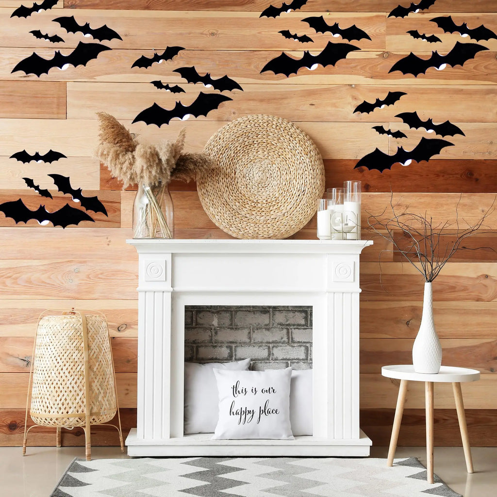 Halloween LED Bats Light Wall Decor,Realistic PVC 3D Bats Sticker Lights